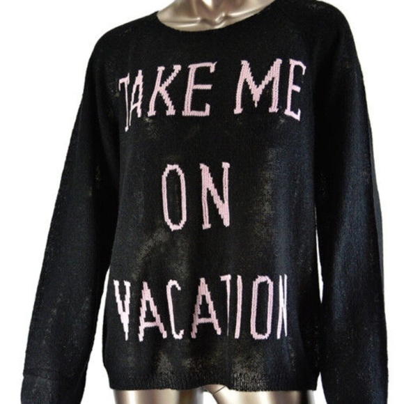 NWT Wildfox Oversized Take Me on Vacation Black Wool Blend Sweater XS - Picture 7 of 7